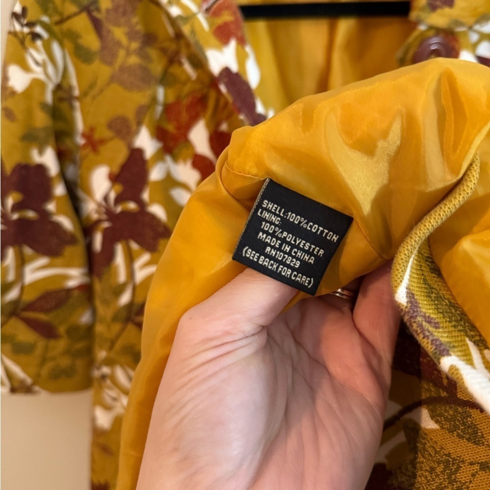 AMBITION Fall Gold Floral Button-Up Coat, Size S - Picture 11 of 12